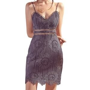 Storia Lace Mini Dress Size M Gray NWT Cocktail Dress Romantic Date Night
